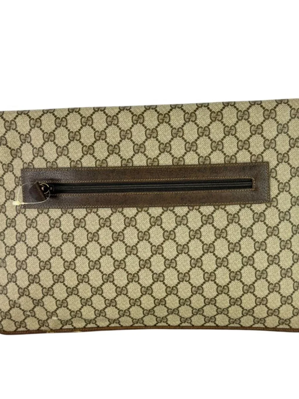 80s GUCCI Brown Supreme Canvas Monogram Document Portfolio Bag Made in Italy